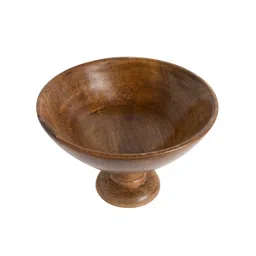 Homesake Beige Vintage Wood Bowl with Stand image 5