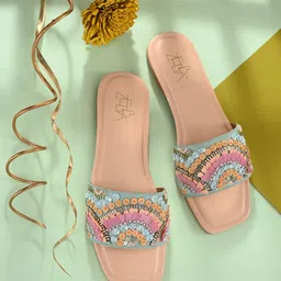 Zebba Embellished Open Toe Flats image 1
