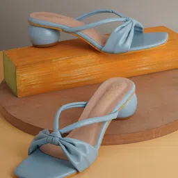 SCENTRA Women Blue Block Heels with Bows-picture-45