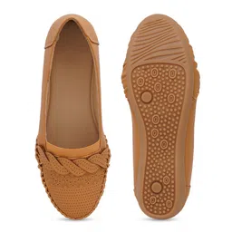 Mast & Harbour Beige Textured Ballerinas image 2