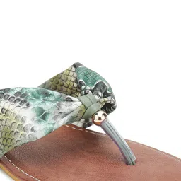 Shezone Women Green Embellished Open Toe Flats with Bows image 2