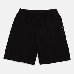 HRX By Hrithik Roshan U-17 Lifestyle Boys Jet Black Bio-Wash Brand Carrier Shorts-image-0
