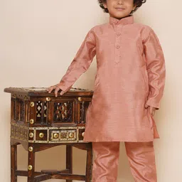 Aj DEZInES Boys Band Collar Regular Kurta with Pyjamas image 5