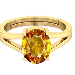 hdbg पंचधातु की अंगूठी Yellow Sapphire Panchdhatu Ring Adjustable Pukhraj Ki Anguthi Sri Lankan Kanakapushyaragam Stone Ring Elegant & Precious येलो सफायर स्टोन ओरिजिनल सर्टिफाइड पुखराज रत्न की अंगूठी image 1
