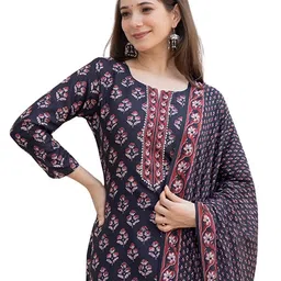 vaamsi Women's Floral Straight Printed Kurta Pant With Dupatta Set | kurta sets for woman image 1