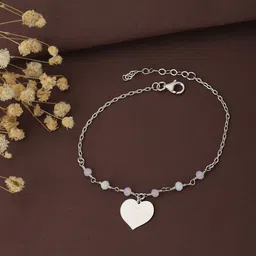 Carlton London Women Silver-Toned & Pink Brass Rhodium-Plated Charm Bracelet image 2