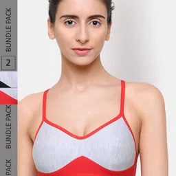 College Girl Pack Of 2 Black & Red Workout Bra-picture-12