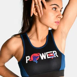 Athlizur Black & Blue Superman Power Racerback Sports Bra-picture-29