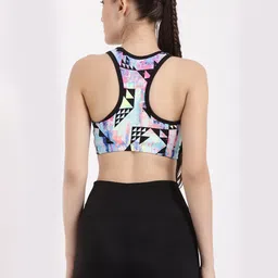 STUDIOACTIV Pink & Black Geometric Printed Sports Bra image 4