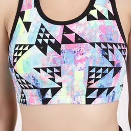 STUDIOACTIV Pink & Black Geometric Printed Sports Bra image 2