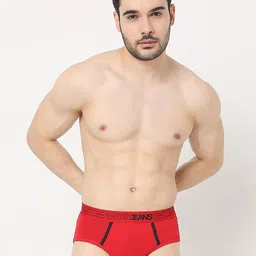 UnderJeans by Spykar Pack Of 2 Anti-Microbial Basic Briefs UJNTPBC017BLACKRED image 3