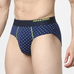 Jack & Jones Men Blue Printed Basic Briefs image 4