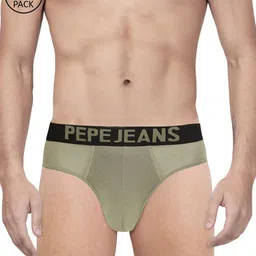 Pepe Jeans Men Pack of 2 Olive Green Solid Briefs 8936503-2-image-67