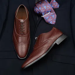 LOUIS STITCH Men Perforated Wingtip Premium Leather Formal Brogues-picture-41