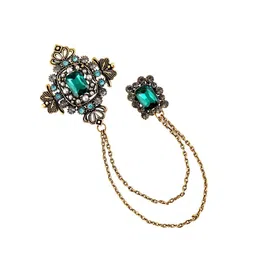 Mahi Men Victorian Style Filigree Dazzling Chain Brooch image 5