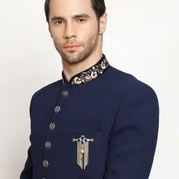 Hashburys Gold-Toned Blue Stone-Studded Statement Brooch image 4