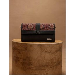 Zouk Brown Printed Jute Clutch and Detachable Strap-picture-21
