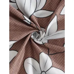 FABINALIV Brown Floral Cotton Blend Single Bedsheet with Pillow Cover image 4