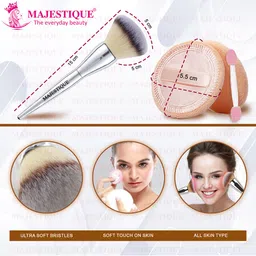 MAJESTIQUE Set Of Cushion Powder Puff & Large Foundation Brush - Assorted image 2