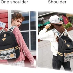 Women's Stylish I Print Backpack Shoulder Bag For Girls, Water Resistant Anti-theft Backpack, Women's College Girls (Black) image 5