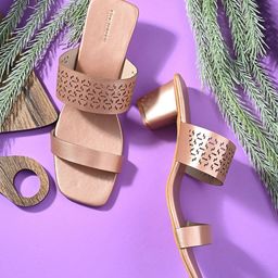 CLOG LONDON Textured Open Toe Block Heels With Laser Cuts-picture-47
