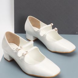 ELLE Buckle Detailed Block Heeled Pumps-picture-37