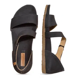 El Naturalista Textured Leather Open Toe Flats image 4