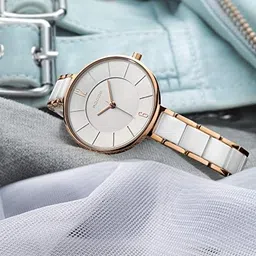 rocosjewe Women's Rose Gold Watch, Ceramic Strap, Fashion White Watch Ladies Watches Waterproof, Gift R0309 image 3