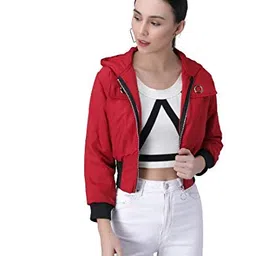 funday fashion Nylon Blend, Standard Length Womens Full Sleeve Solid Stylish Jacket image 1