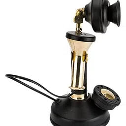 generic Vintage Look Decorative Candlestick Telephone Non-Working Collectible Ornament Gift Vintage Miniature Telephone Black and Brass image 2