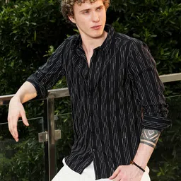 Campus Sutra Comfort Slim Fit Multi Stripes Striped Spread Collar Casual Shirt-image-12