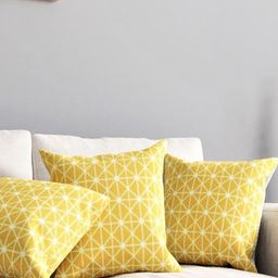 URBAN SPACE Yellow & White Pack of 3 Printed Square Cushion Covers-picture-4