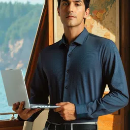 Louis Philippe Slim Fit Striped Spread Collar Full Sleeves Cotton Formal Shirt-image-53