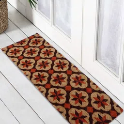 HOKIPO Coffee Brown & Beige Ethnic Motifs Print Rectangular Coconut Coir Anti-Skid Doormat-image-33