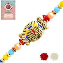 MEIRA JEWELLERY Set Of 1 Rakhi With Roli Chawal & Greetings Card Set-picture-25