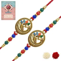 MEIRA JEWELLERY Set Of 2 Rakhi With Roli Chawal & Greetings Card Set-picture-18