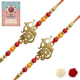 MEIRA JEWELLERY Set Of 2 Rakhi With Roli Chawal & Greetings Card Set-picture-24