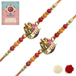 MEIRA JEWELLERY Set Of 2 Rakhi With Roli Chawal & Greetings Card Set-picture-27