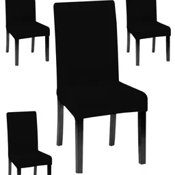 Lazi 4 Pieces Black Solid Printed Stretchable Dining Chair Covers-picture-21