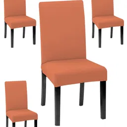 Lazi 4 Pieces Peach Solid Printed Stretchable Dining Chair Covers-picture-20