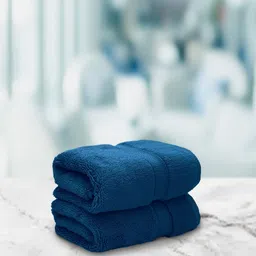 Aura Set Of 2 Teal Blue Solid 650 GSM Super Absorbent Pure Cotton Hand Towels-image-75