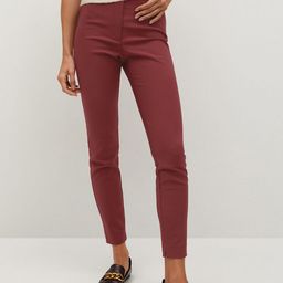 MANGO Women Maroon Sustainable High-Rise Regular Fit Solid Cropped Trousers-picture-24
