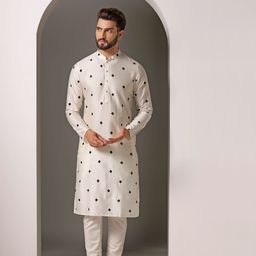 KISAH Ethnic Motifs Embroidered Mandarin Collar Kurta With Churidar-picture-44