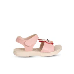 Yellow Bee Girls Bunny Textured Open Toe Flats With Velcro Closure image 5