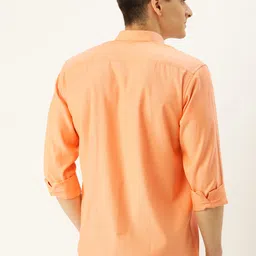 SOJANYA Men Dark Peach-Coloured Classic Regular Fit Self Design Casual Shirt image 3