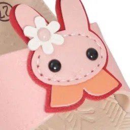 Yellow Bee Girls Bunny Textured Open Toe Flats With Velcro Closure image 2