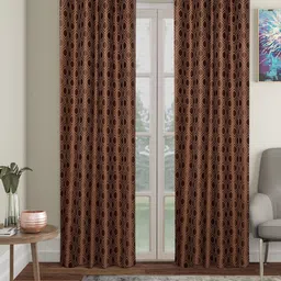 SOKNACK Brown Geometric Black Out Long Door Curtain-picture-33