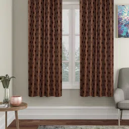 SOKNACK Brown 2 Pieces Geometric Printed Black Out Long Door Curtain-picture-36