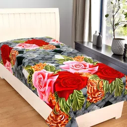 Supreme Home Collective Red& White Floral Microfiber 144 TC Single Bedsheet-image-45