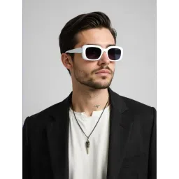 TED SMITH Unisex Rectangle White Black Sunglasses With UV Protected Lenses image 1